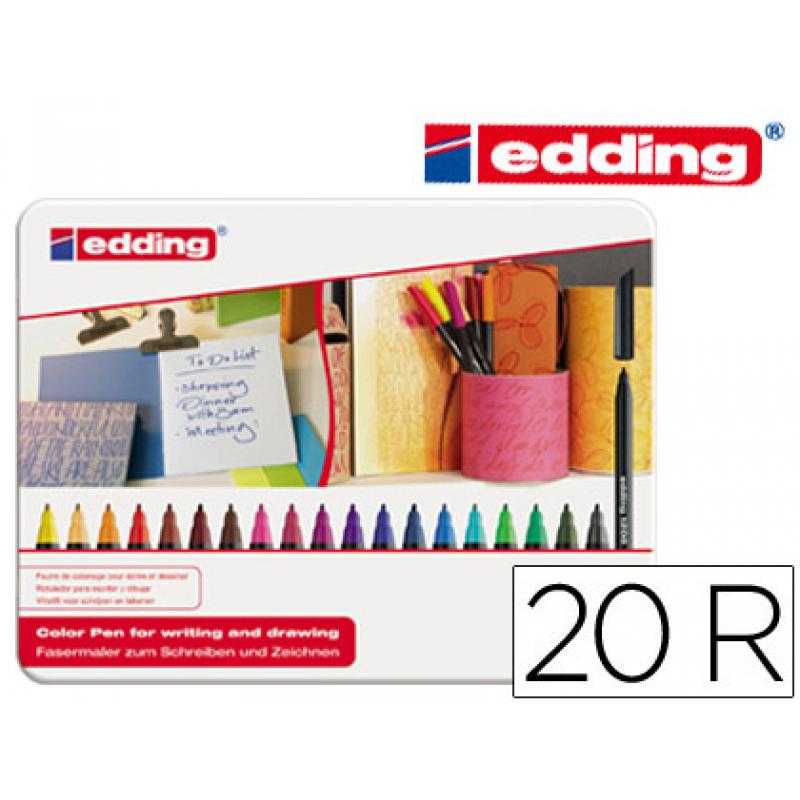 Rotulador edding punta fibra 1200 caja de 20 colores surtidos punta redonda 0,5 mm