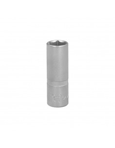 Llave Vaso 1/4" Hexagonal Larga 12 mm. Perfil de 6 caras. Acero Cromo Vanadio, Aristas Redondas