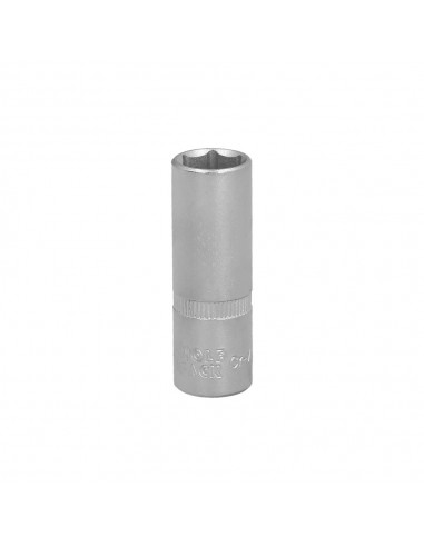 Llave Vaso 1/4" Hexagonal Larga 12 mm. Perfil de 6 caras. Acero Cromo Vanadio, Aristas Redondas