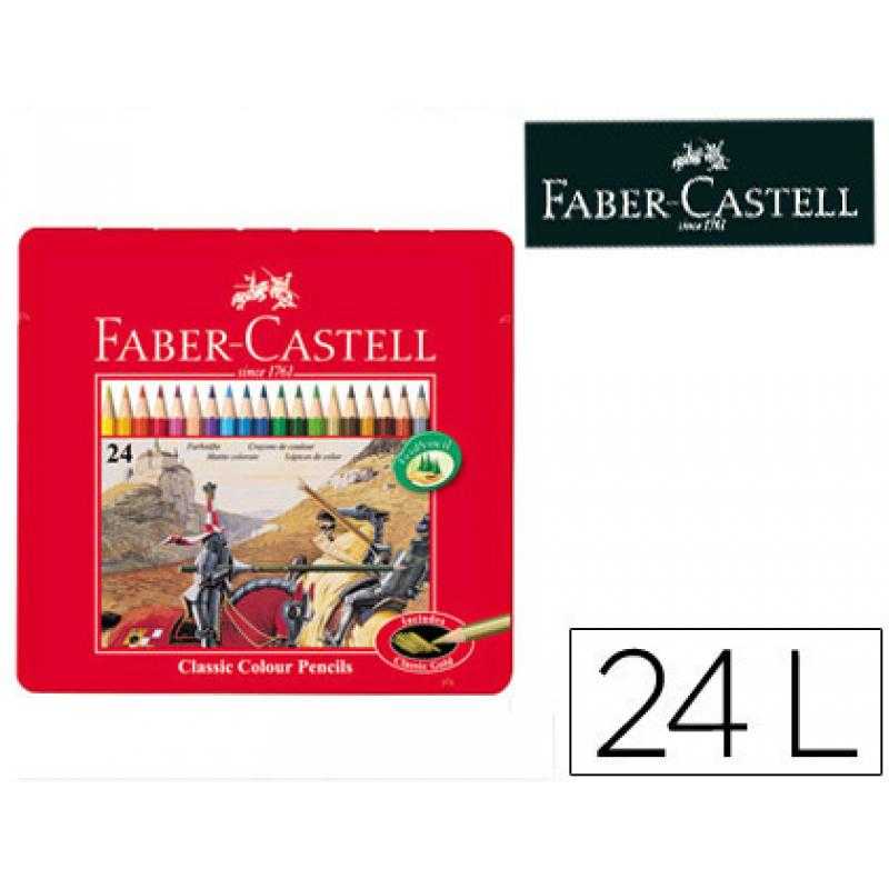 Lápices de colores faber castell caja metálica de 24 colores surtidos