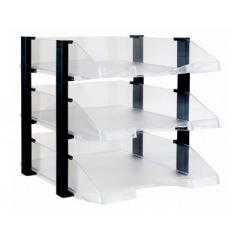 Bandeja sobremesa archivo 2000 plástico transparente con elevadores negro conjunto de 3 bandejas 280x285x350 mm