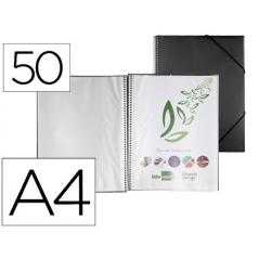 Carpeta liderpapel escaparate con espiral 50 fundas polipropileno din a4 negro