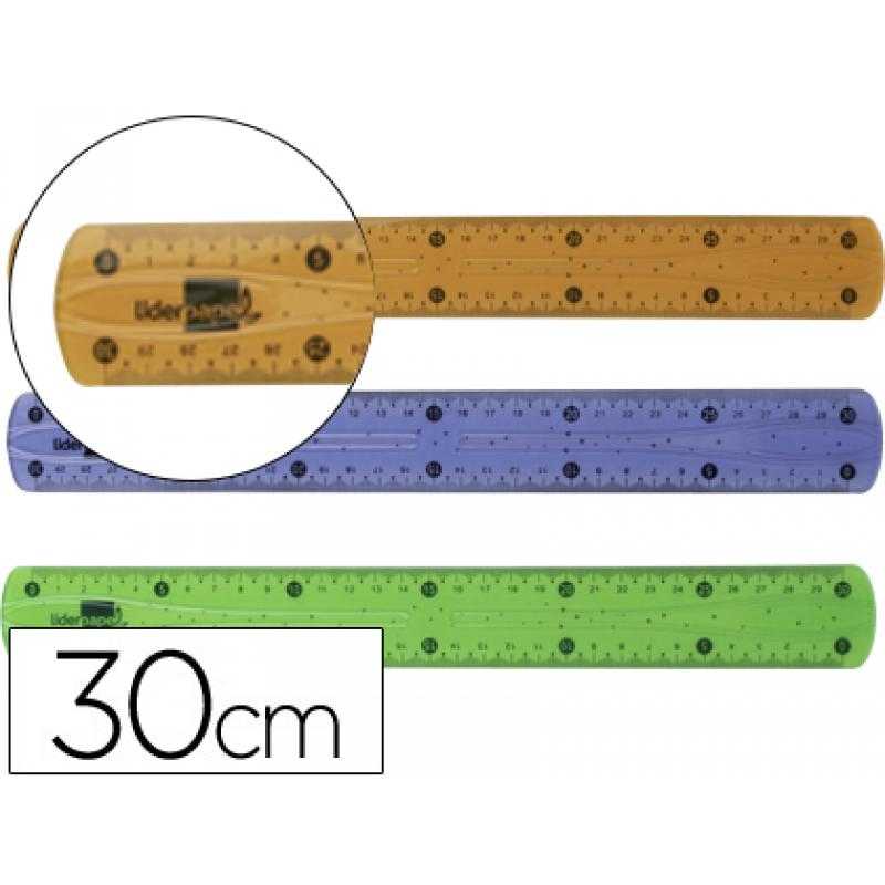 Regla liderpapel plástico flexible de 30 cm colores surtidos