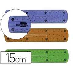 Regla liderpapel plástico flexible de 15 cm colores surtidos