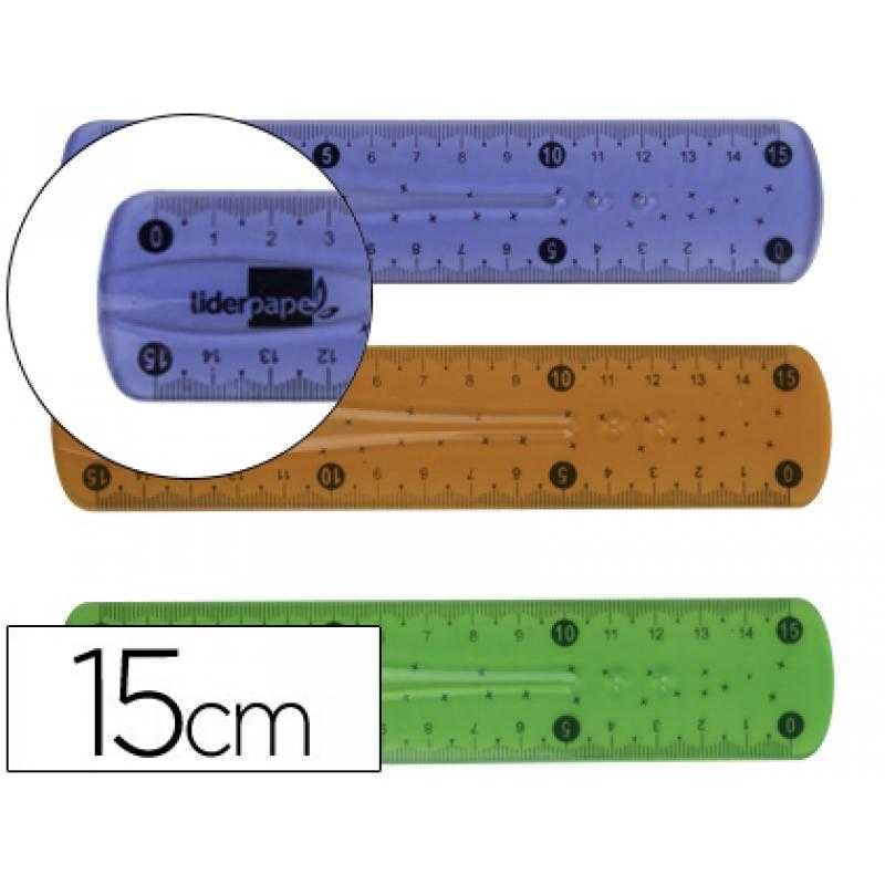 Regla liderpapel plástico flexible de 15 cm colores surtidos