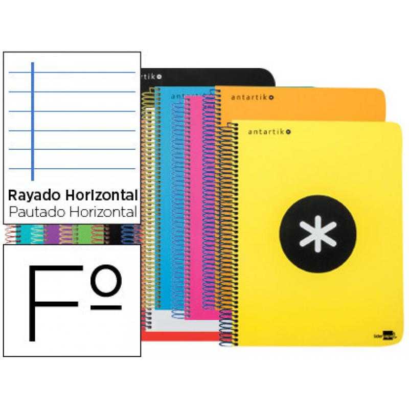 Cuaderno espiral liderpapel folio antartik tapa dura 80h 100 gr horizontal con margen colores surtidos