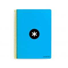 Cuaderno espiral liderpapel a5 antartik tapa dura 80h 100 gr cuadro 5mm con margen color azul