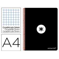 Cuaderno espiral liderpapel a4 antartik tapa dura 80h 100 gr cuadro 5mm color negro