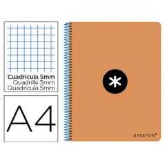 Cuaderno espiral liderpapel a4 antartik tapa dura 80h 100 gr cuadro 5mm con margen colornaranja flúor