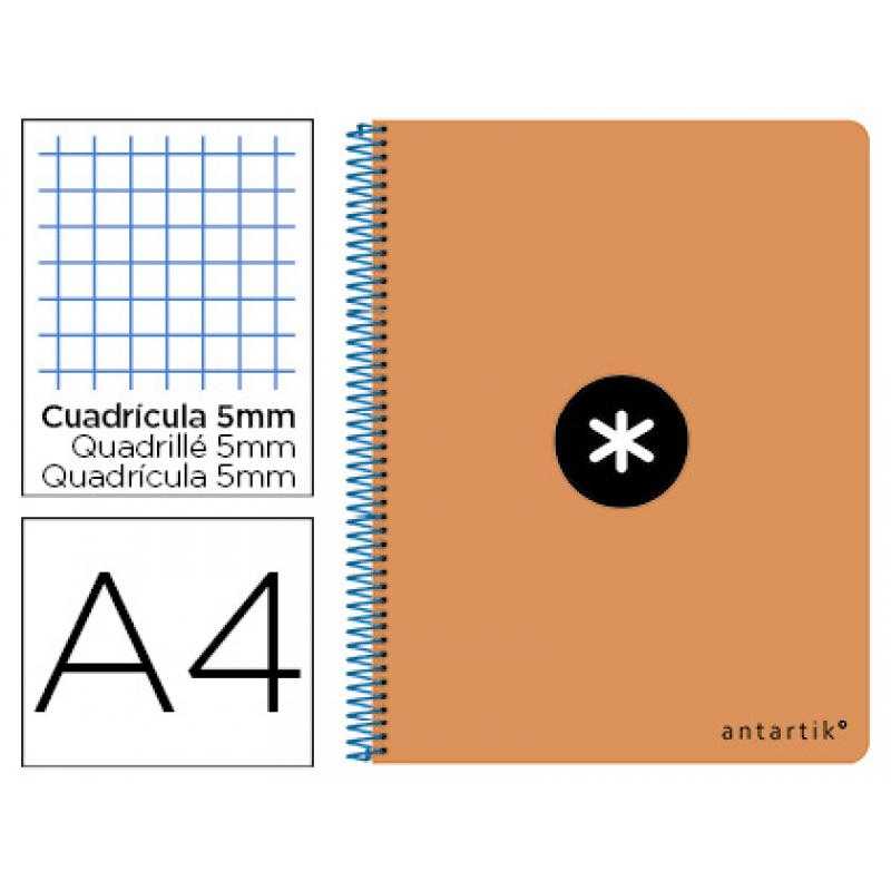 Cuaderno espiral liderpapel a4 antartik tapa dura 80h 100 gr cuadro 5mm con margen colornaranja flúor