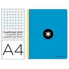 Cuaderno espiral liderpapel a4 antartik tapa dura 80h 100 gr cuadro 5mm color azul