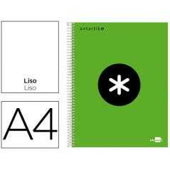 Cuaderno espiral liderpapel a4 micro antartik tapa forrada 120h 100 gr liso con bandas 4 taladros color verde flúor