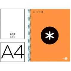 Cuaderno espiral liderpapel a4 micro antartik tapa forrada 120h 100 gr liso con bandas 4 taladros color naranja flúor r