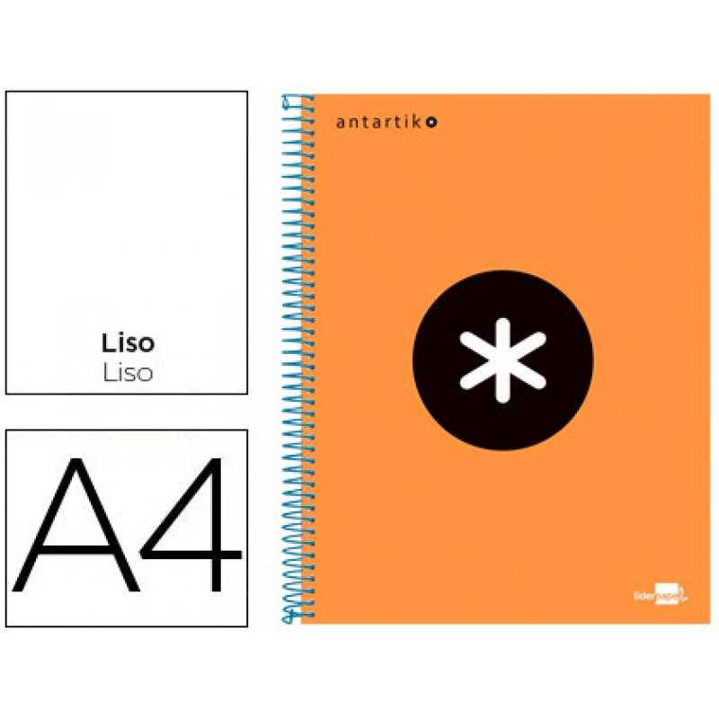 Cuaderno espiral liderpapel a4 micro antartik tapa forrada 120h 100 gr liso con bandas 4 taladros color naranja flúor r