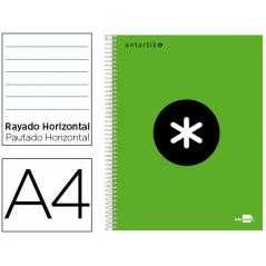 Cuaderno espiral liderpapel a4 micro antartik tapa forrada 120h 100 gr horizontal 5 bandas 4 taladros color verde