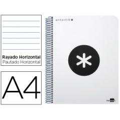 Cuaderno espiral liderpapel a4 micro antartik tapa plástico 120h 100 gr horizontal 5 bandas 4 taladros color blanco