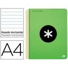 Cuaderno espiral liderpapel a4 micro antartik tapa plástico 120h 100 gr horizontal 5 bandas 4 taladros verde flúor