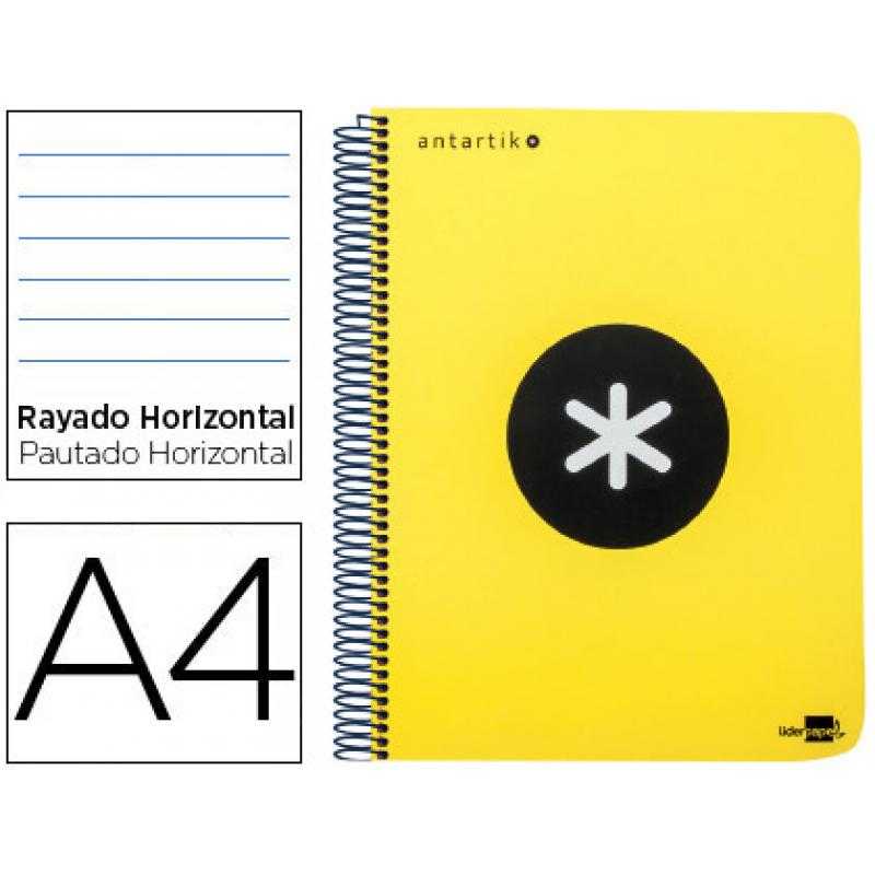 Cuaderno espiral liderpapel a4 micro antartik tapa plástico 120h 100 gr horizontal 5 bandas 4 taladros amarillo flúor r