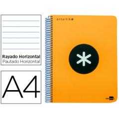 Cuaderno espiral liderpapel a4 micro antartik tapa plástico 120h 100 gr horizontal 5 bandas 4 taladros naranja flúor