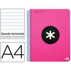 Cuaderno espiral liderpapel a4 micro antartik tapa plástico 120h 100 gr horizontal 5 bandas 4 taladros rosa flúor