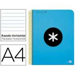 Cuaderno espiral liderpapel a4 micro antartik tapa plástico 120h 100 gr horizontal 5 bandas 4 taladros color azul