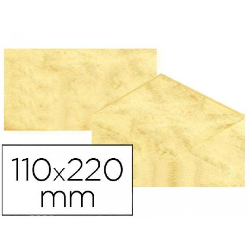 Sobre fantasía marmoleado amarillo 110x220 mm 90 gr paquete de 25