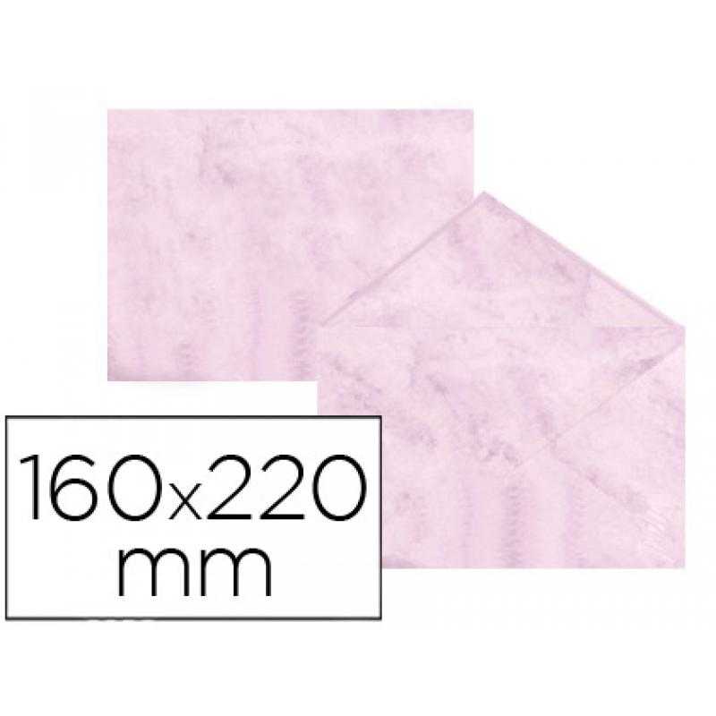 Sobre fantasía marmoleado rosa 160x220 mm 90 gr paquete de 25