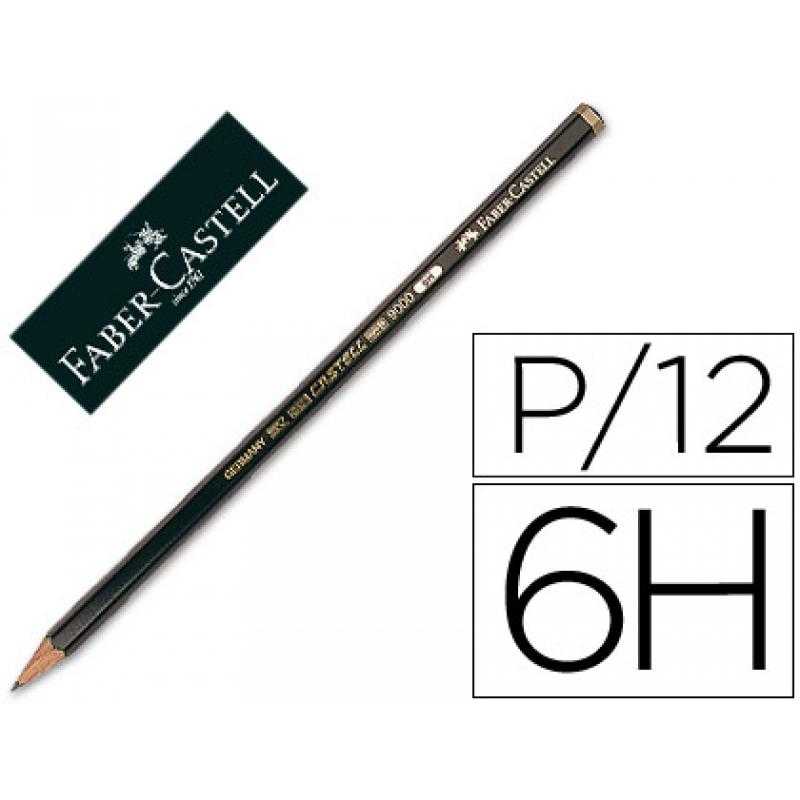 Lápices de grafito faber 9000 6h -unidad