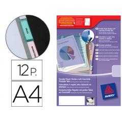 Separador avery de plástico con 12 pestañas personalizable tamaño a4+