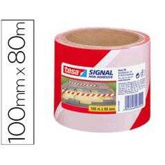Cinta de señalizacion tesa rojo y blanco 100mt x 80 mm