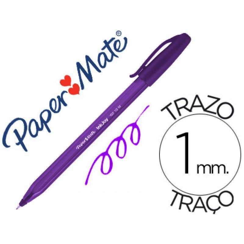 Bolígrafo paper mate inkjoy 100 punta media trazo 1 mm morado