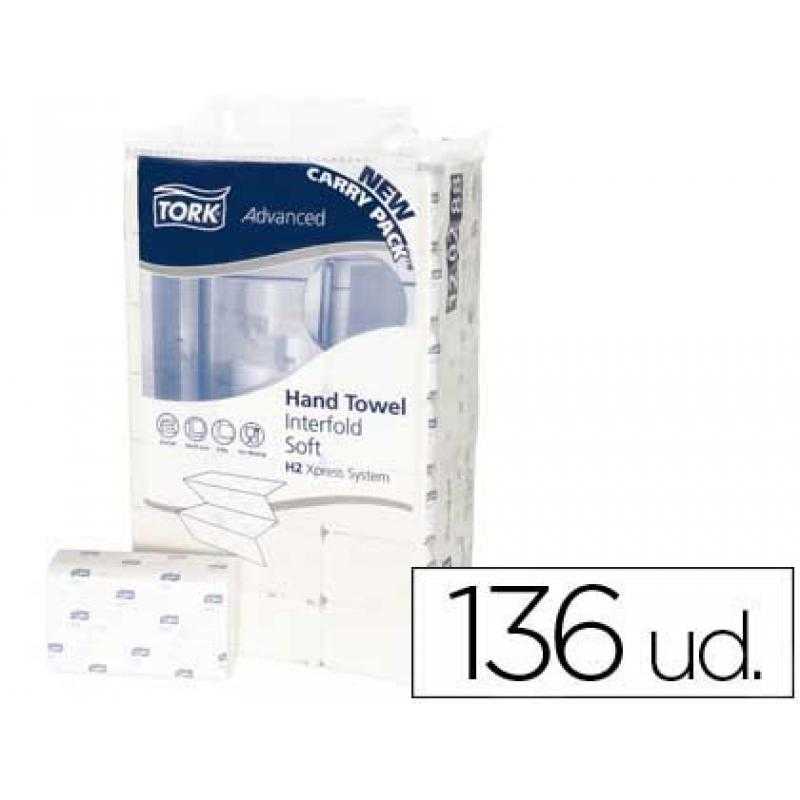 Toalla de papel engarzada 2 capas 21x33 cm paquete de 136 unidades para dispensador h2