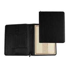 Carpeta portafolios artesania simil piel tamaño din a4 colornegro con cremallera y departamentos 332x262x30 mm