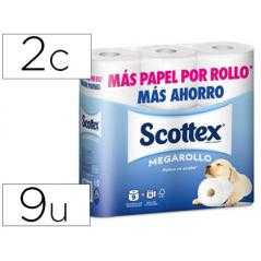 Papel higiénico scottex megarrollo doble largo paquetede 9 rollos