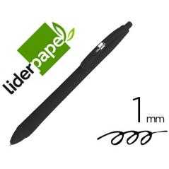 Bolígrafo liderpapel gummy touch retráctil 1,0 mm tinta negra
