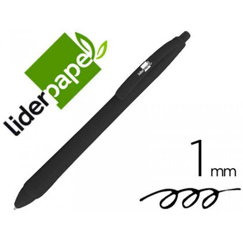 Bolígrafo liderpapel gummy touch retráctil 1,0 mm tinta negra
