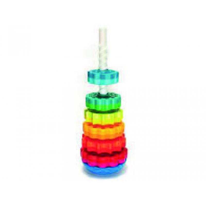 Juego discos spin again fat brain bicolor con base reversible y tubo con rosca 6 unidades colores surtidos