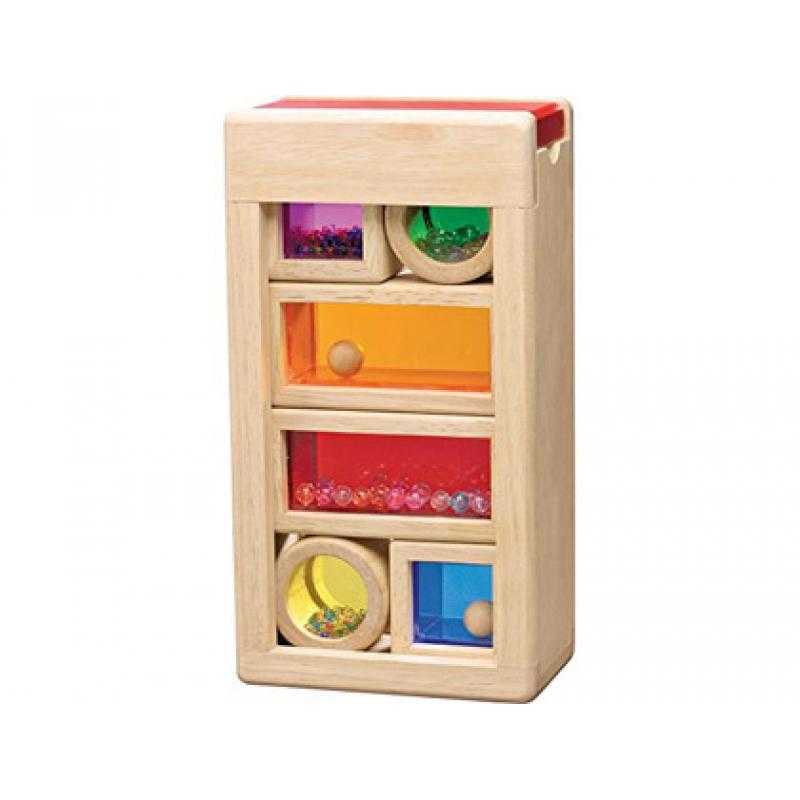 Juego wonderworlds bloques torres madera con sonido colores transparentes 7x12x23 cm