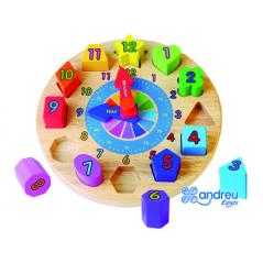 Puzzle andreutoys reloj madera figuras geometricas 22x4 cm