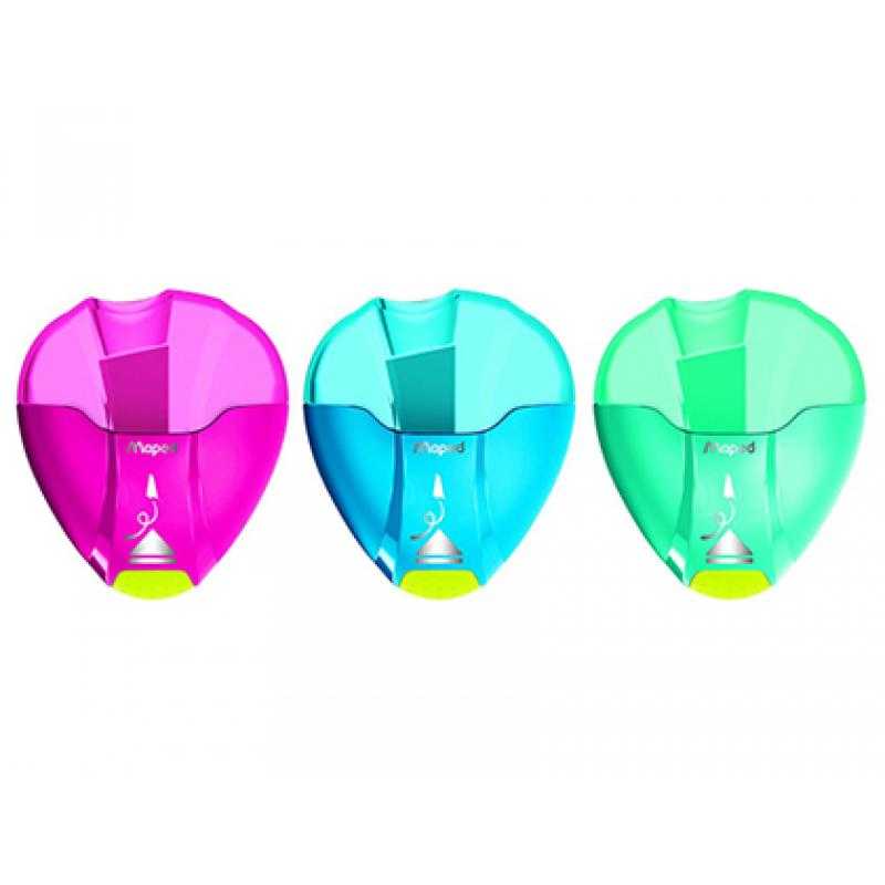 Sacapuntas plástico maped i-gloo 1 uso con depósito colores surtidos en blister