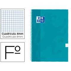 Cuaderno espiral oxford tapa extradura folio 80 h cuadricula 4 mm aqua intenso touch