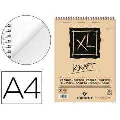 Bloc dibujo esbozo canson xl kraft din a4 kraft rayado beige espiral 21x29,7 cm 60 hojas 90 gr