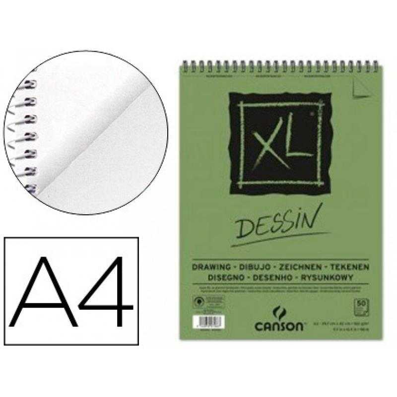 Bloc dibujo canson xl dessin din a4 liso microperforado espiral 21x29,7 cm 50 hojas 160 gr