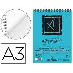 Bloc dibujo acuarela canson xl aquarelle grano fino din a3 microperforado espiral 29,7x42 cm 30 hojas 300 gr
