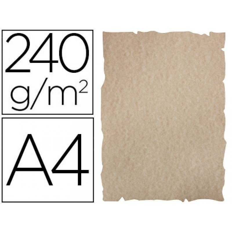 Papel color liderpapel pergamino con bordes a4 240g/m2 arena pack de 10 hojas