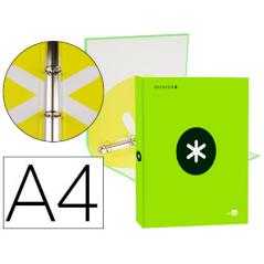 Carpeta liderpapel antartik a4 forrada 4 anillas 25 mm redondas color verde