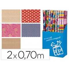 Papel regalo fantasía todo año kraft rollo de 2 x 0,70 mt 60 gr modelos surtidos