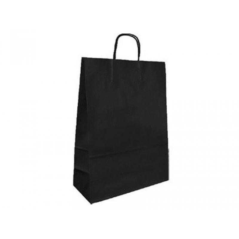 Bolsa kraft q-connect negro asa retorcida 270x120x360 mm