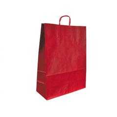 Bolsa kraft q-connect rojo asa retorcida 240x100x310 mm