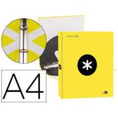 Carpeta liderpapel antartik a4 forrada 4 anillas 25 mm redondas color amarillo